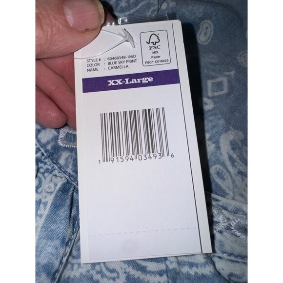 NWT Vintage America Blues XXL Chambray Paisley Faded Bandana Boho Cottage Shirt - Picture 9 of 14